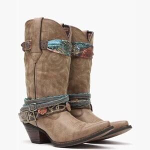 DURANGO Women’s Brown Removable Accessorized/Belted Western Cowboy Boots | NEW